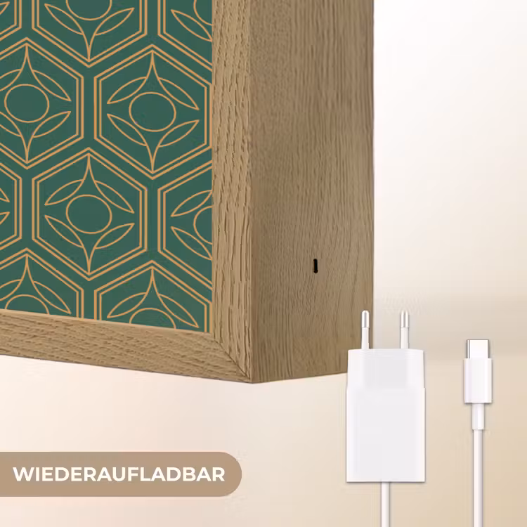 Geometrisch - Patroon - Groen Light Box met batterij (Wandlamp) middel 907 -USP_websiteoplaadbaarDE