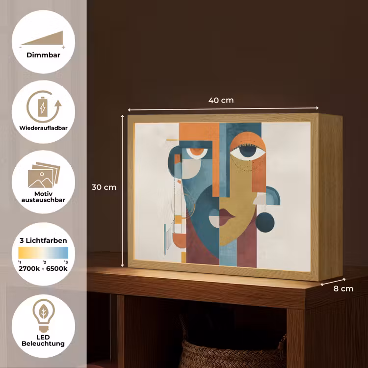 Geometrisch - Strakke vormen - Kleurrijk Light Box met batterij (Wandlamp) middel -USP_websiteoverzichtDE
