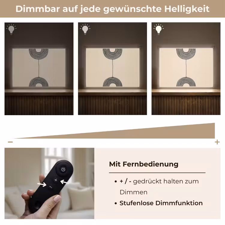 Geometrische bogen - Minimalistisch - Symmetrisch Light Box met batterij (Wandlamp) middel -USP_dimbaarDE