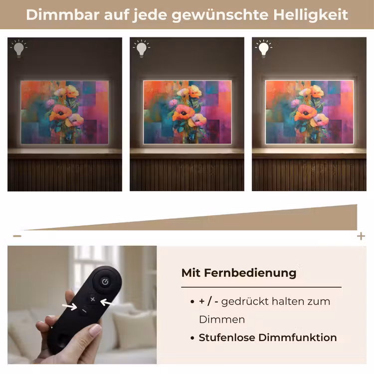 Geometrische kleurvlaken - Modern - Fantasiebloemen Light Box met batterij (Wandlamp) middel -USP_dimbaarDE