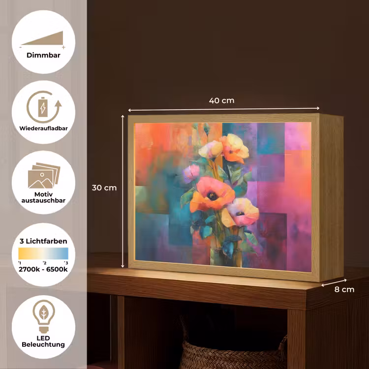 Geometrische kleurvlaken - Modern - Fantasiebloemen Light Box met batterij (Wandlamp) middel -USP_websiteoverzichtDE