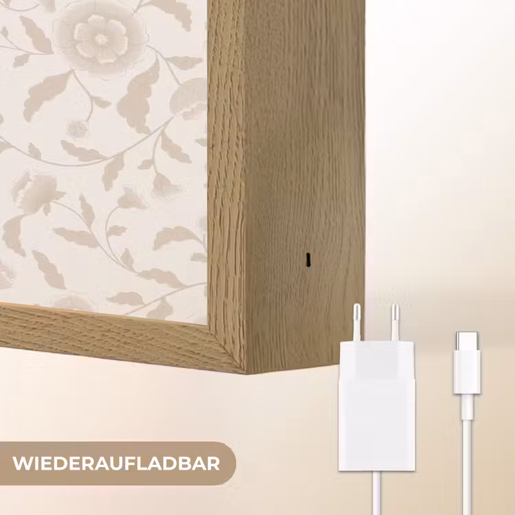Sierlijk - Bloemen - Beige Light Box met batterij (Wandlamp) middel 907 -USP_websiteoplaadbaarDE