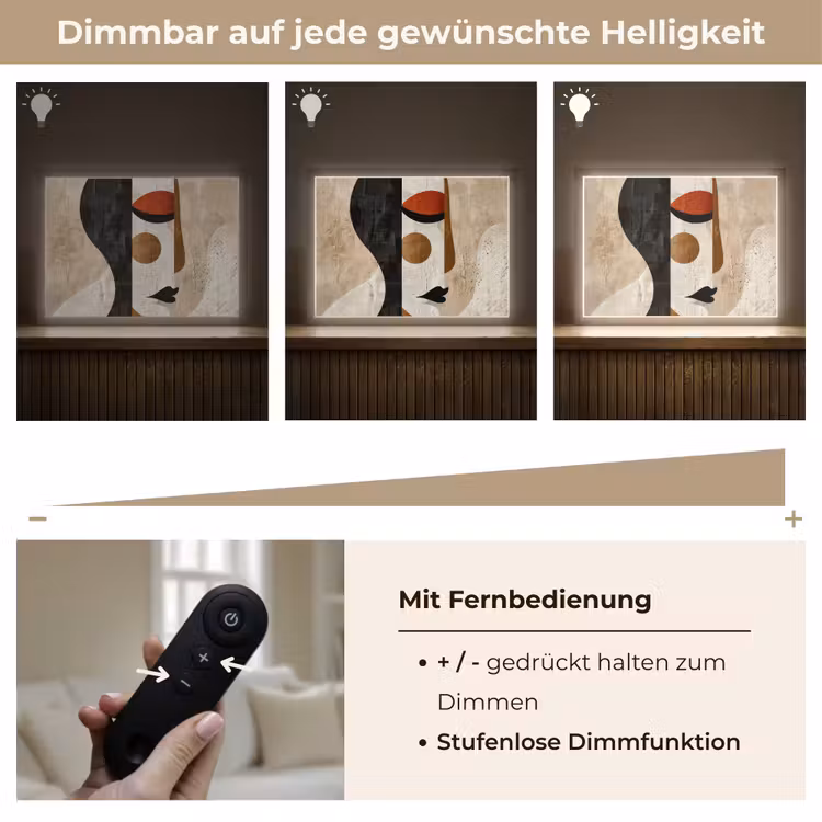 Gezicht - Abstract - Kunst - Vormen Light Box met batterij (Wandlamp) middel -USP_dimbaarDE