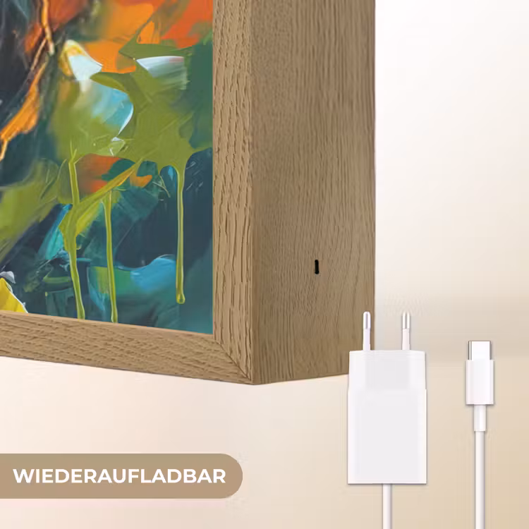 Gezicht - Vrouw - Olieverf - Kleurrijk - Kunst Light Box met batterij (Wandlamp) middel -USP_websiteoplaadbaarDE