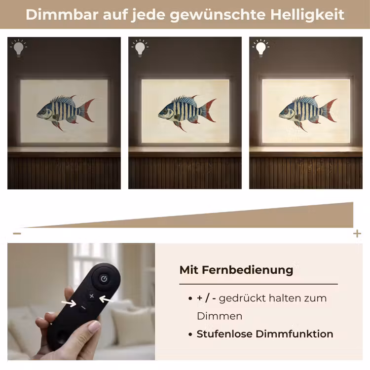 Gestreept - Donkerblauw - Rugvin - Vis Light Box met batterij (Wandlamp) middel -USP_dimbaarDE
