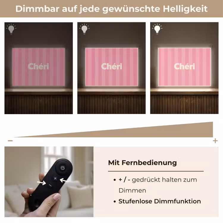 Gestreept - Roze - Chéri Light Box met batterij (Wandlamp) middel -USP_dimbaarDE