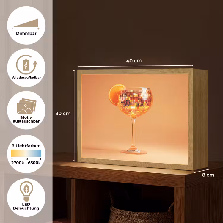 Drank - Oranje - Glitter - Disco Light Box met batterij (Wandlamp) middel -USP_websiteoverzichtDE