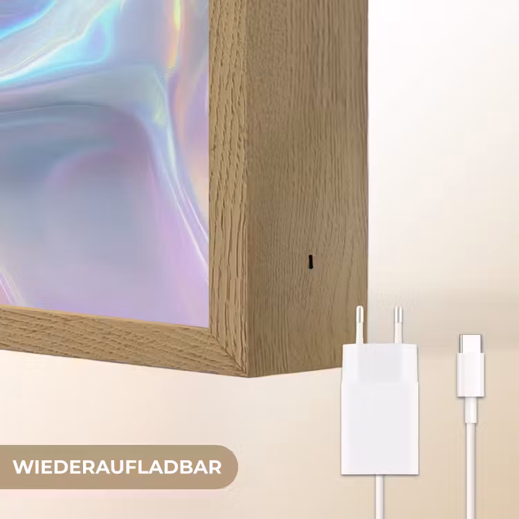 Golvend - Pasteltinten - Glanzend - Stof Light Box met batterij (Wandlamp) middel -USP_websiteoplaadbaarDE