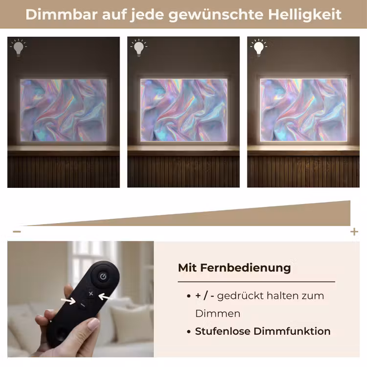 Golvend - Pasteltinten - Glanzend - Stof Light Box met batterij (Wandlamp) middel -USP_dimbaarDE