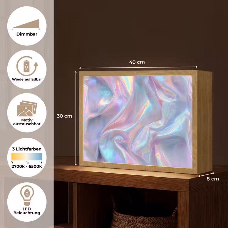 Golvend - Pasteltinten - Glanzend - Stof Light Box met batterij (Wandlamp) middel -USP_websiteoverzichtDE