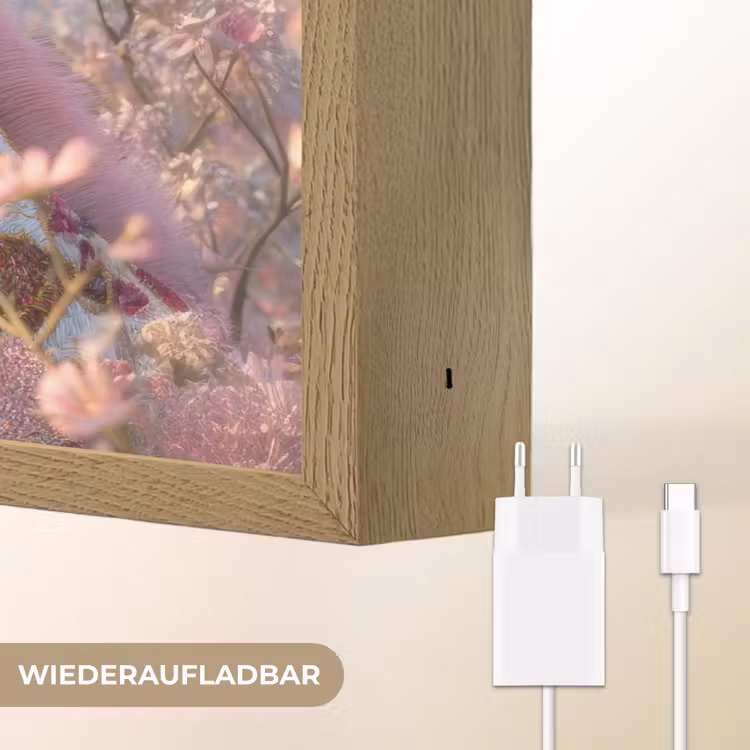 Giraffe - Bloemen - Roze Light Box met batterij (Wandlamp) middel -USP_websiteoplaadbaarDE