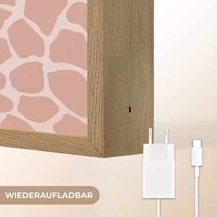 Giraffe - Lichtroze - Warm - Roze Light Box met batterij (Wandlamp) middel 907 -USP_websiteoplaadbaarDE