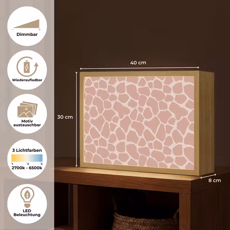 Giraffe - Lichtroze - Warm - Roze Light Box met batterij (Wandlamp) middel 907 -USP_websiteoverzichtDE