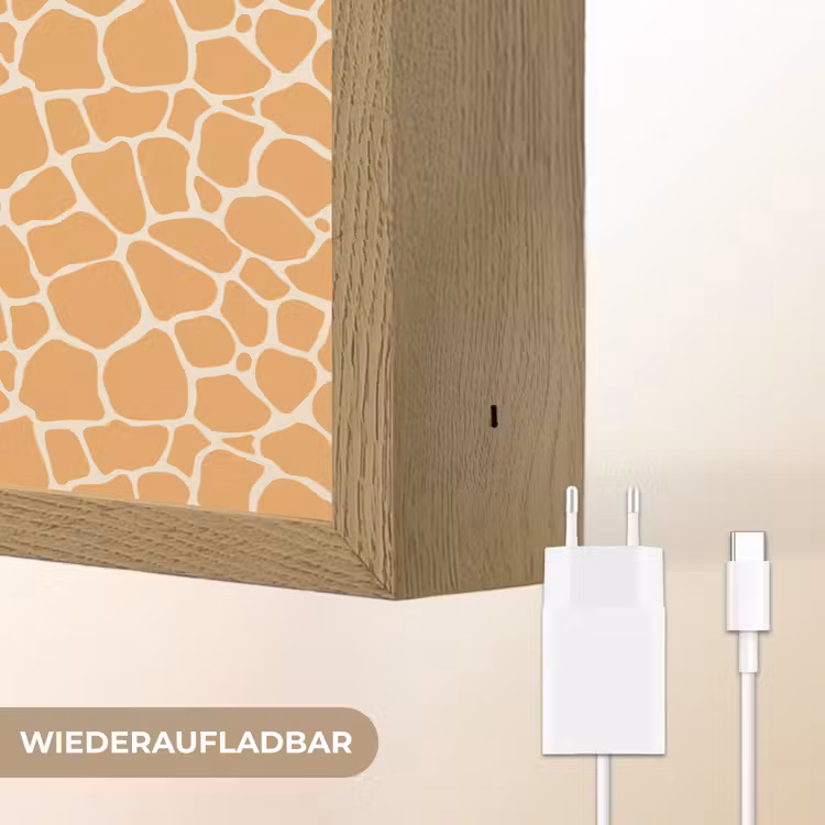 Giraf - Oranje - Patroon Light Box met batterij (Wandlamp) middel 907 -USP_websiteoplaadbaarDE