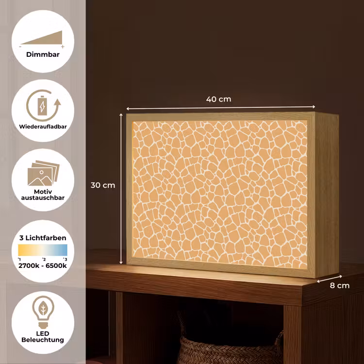 Giraf - Oranje - Patroon Light Box met batterij (Wandlamp) middel 907 -USP_websiteoverzichtDE