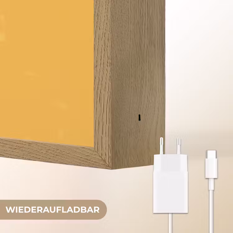 Gitaar - Akoestisch - Geel - Minimalistisch Light Box met batterij (Wandlamp) middel -USP_websiteoplaadbaarDE
