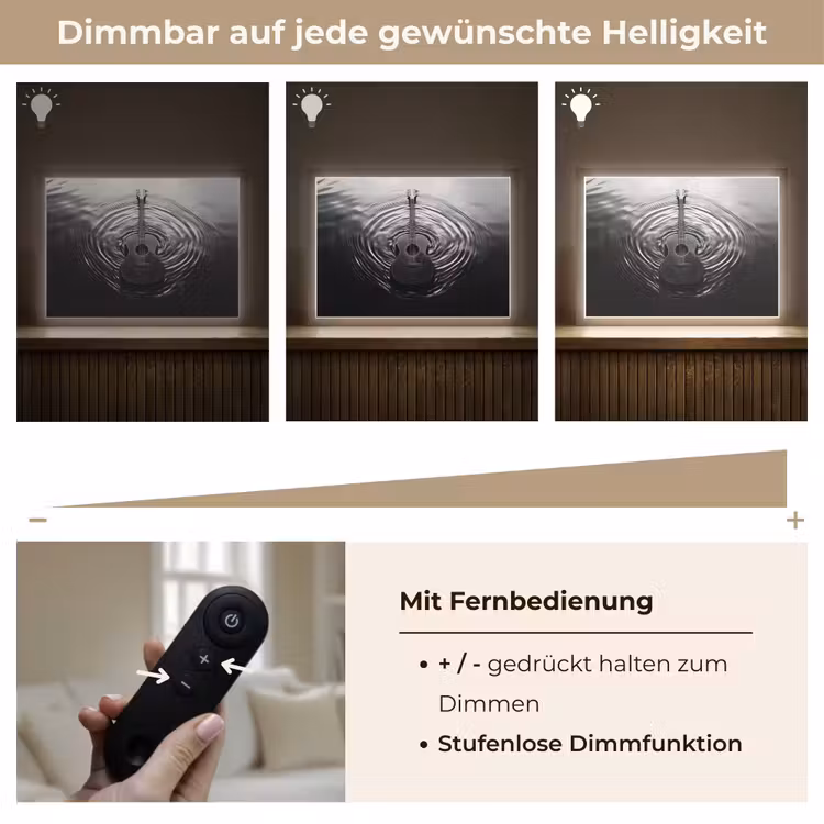Gitaar - Hout - Water Light Box met batterij (Wandlamp) middel -USP_dimbaarDE
