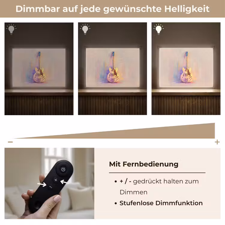 Gitaar - Pastel - Schilderachtig Light Box met batterij (Wandlamp) middel -USP_dimbaarDE