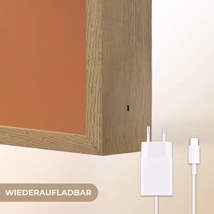Glazen - Bloem - Oranje Light Box met batterij (Wandlamp) middel -USP_websiteoplaadbaarDE