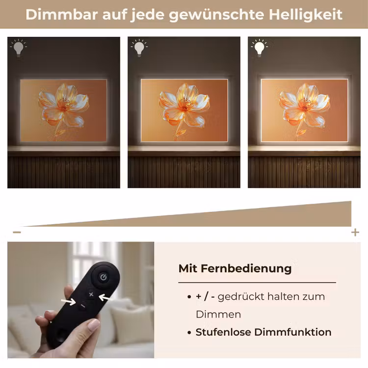 Glazen - Bloem - Oranje Light Box met batterij (Wandlamp) middel -USP_dimbaarDE