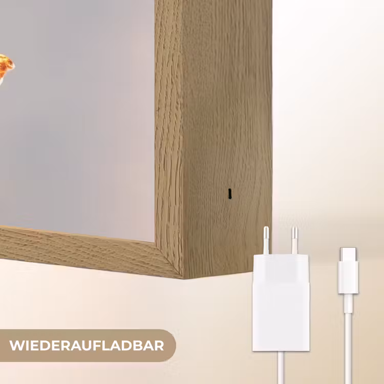 Glazen - Bloem - Roze Light Box met batterij (Wandlamp) middel -USP_websiteoplaadbaarDE