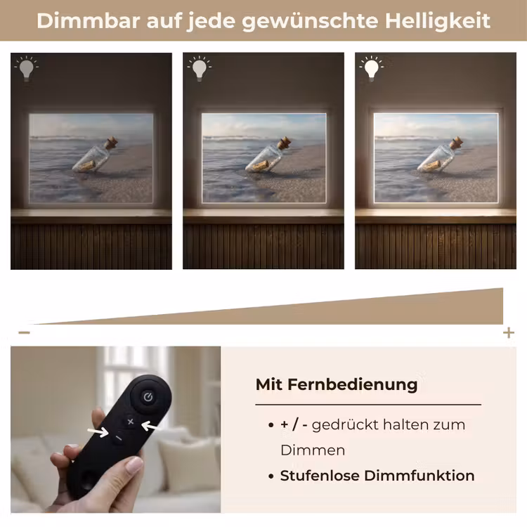 Glazenfles - Post - Zee - Zand Light Box met batterij (Wandlamp) middel -USP_dimbaarDE