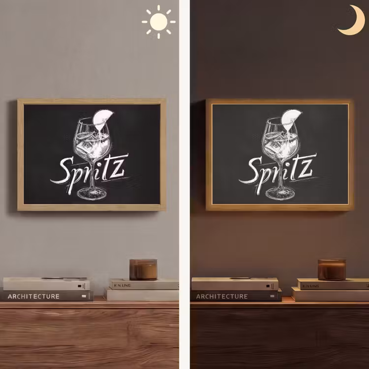 Glas spritz - Krijtletters - Ijsblokjes - Citroen Light Box met batterij (Wandlamp) middel -sfeer3