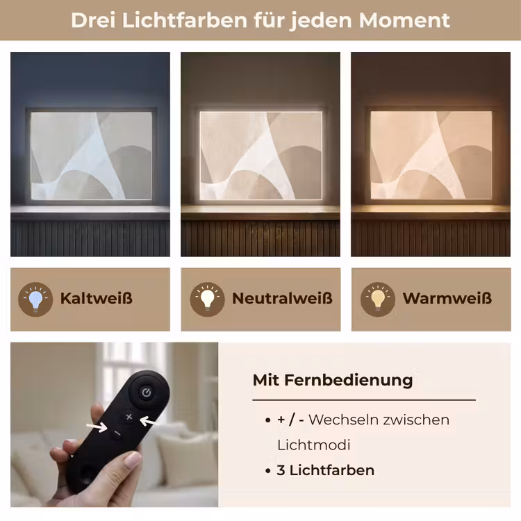Vloeiende vlakken - Harmonieus - Golvend Light Box met batterij (Wandlamp) middel -USP_lichtkleurDE