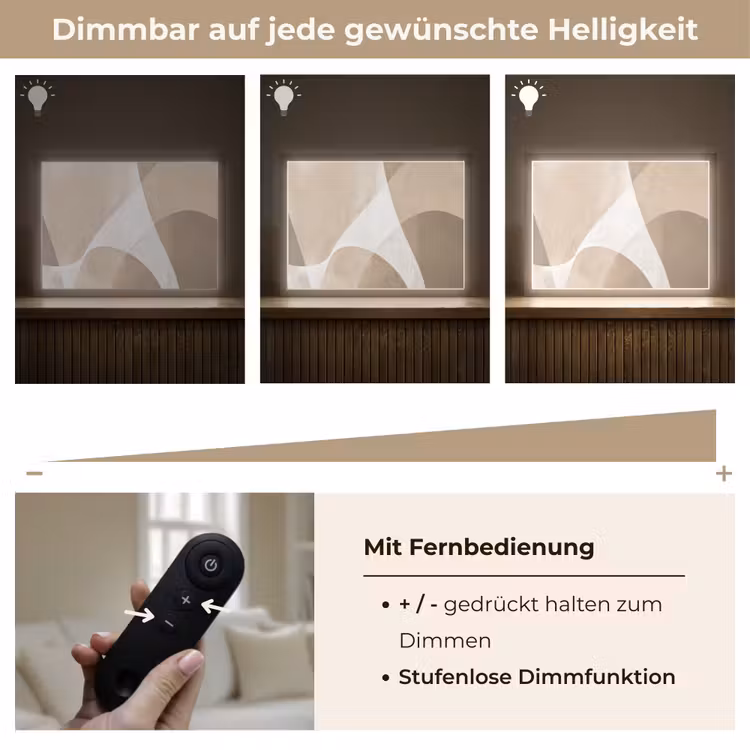 Vloeiende vlakken - Harmonieus - Golvend Light Box met batterij (Wandlamp) middel -USP_dimbaarDE