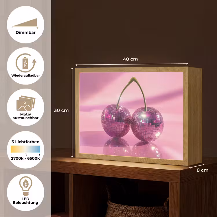 Glitter - Discobol - Roze - Kersen Light Box met batterij (Wandlamp) middel -USP_websiteoverzichtDE