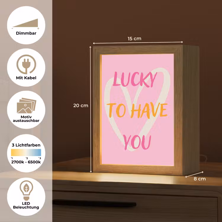 Lucky - Love - Valentijn - Roze Light Box met kabel (Wandlamp) klein -USP_websiteoverzichtDE
