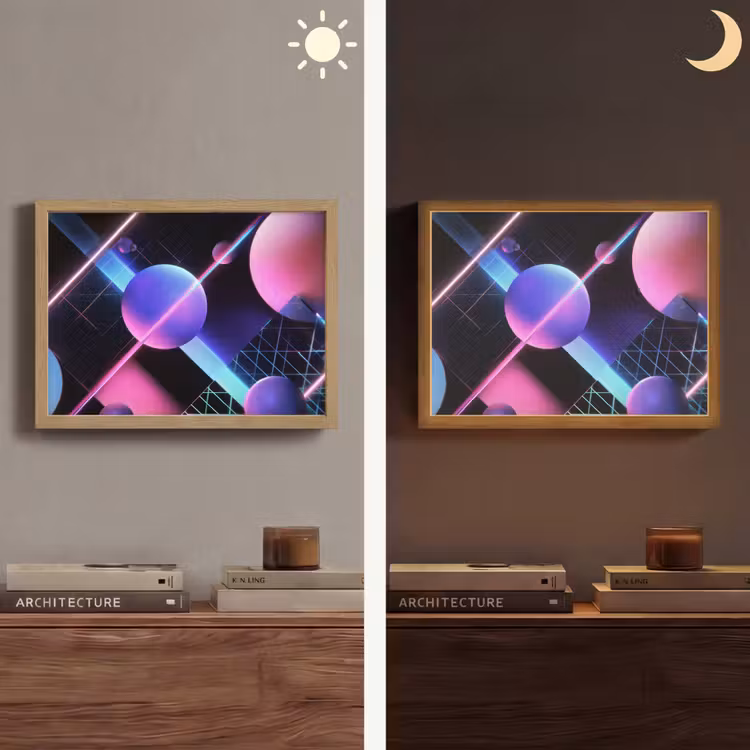 Bollen - Neon - Lijnen - Roze Light Box met batterij (Wandlamp) middel -sfeer3