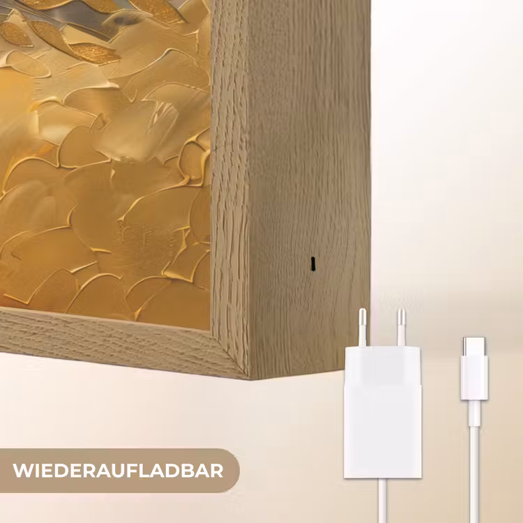 Goud - Boom - Abstract - Modern Light Box met batterij (Wandlamp) middel -USP_websiteoplaadbaarDE