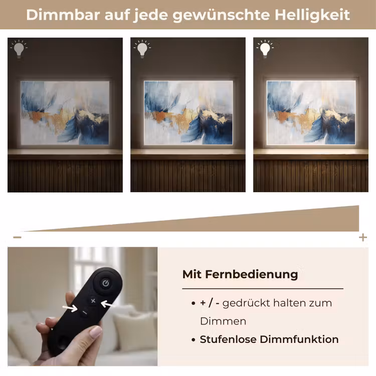 Goud - Blauw - Verf - Kunst - Modern Light Box met batterij (Wandlamp) middel -USP_dimbaarDE