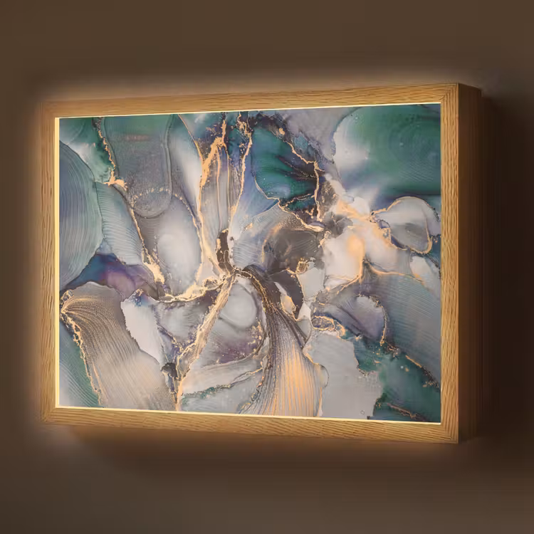 Goud - Blauw - Marmer Light Box met batterij (Wandlamp) middel -z3d_website
