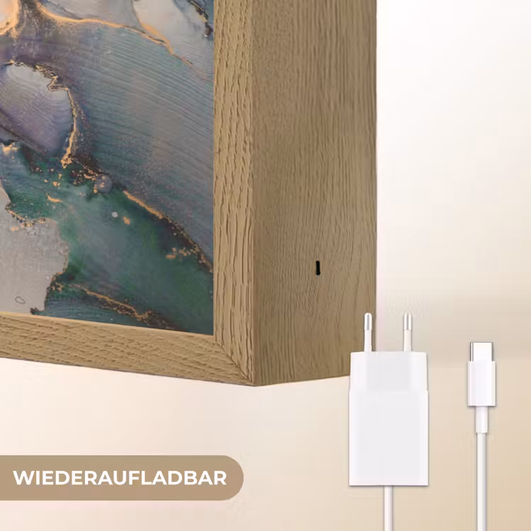 Goud - Blauw - Marmer Light Box met batterij (Wandlamp) middel -USP_websiteoplaadbaarDE