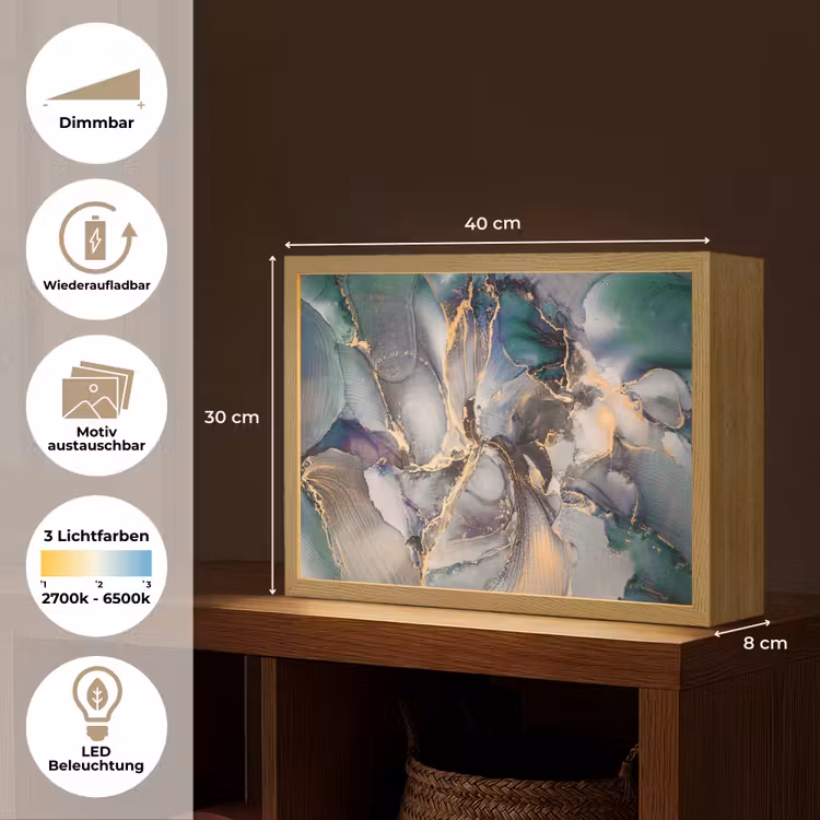 Goud - Blauw - Marmer Light Box met batterij (Wandlamp) middel -USP_websiteoverzichtDE