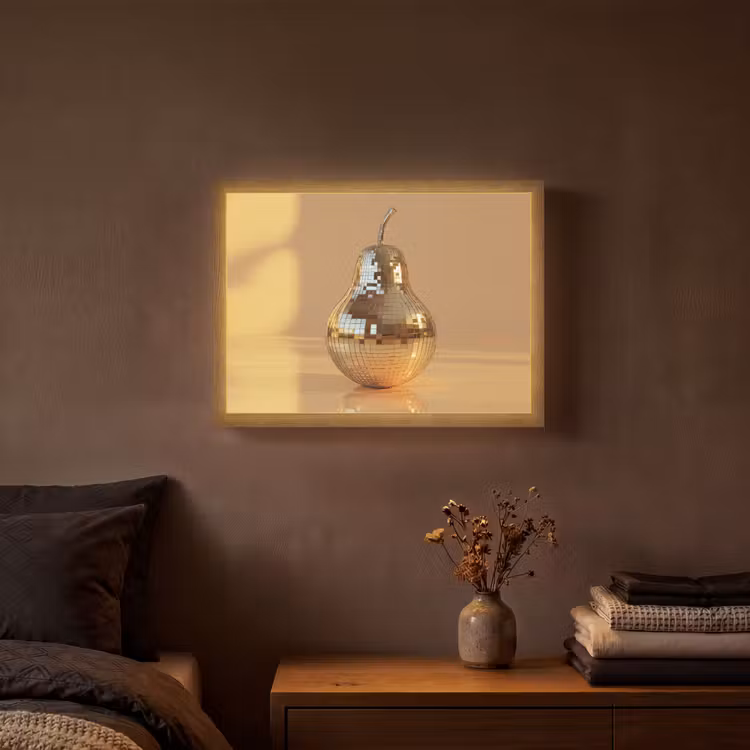 Goud - Disco - Glitter - Peer Light Box met batterij (Wandlamp) middel -sfeer4