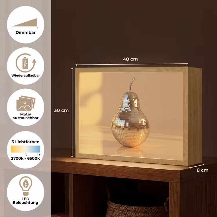 Goud - Disco - Glitter - Peer Light Box met batterij (Wandlamp) middel -USP_websiteoverzichtDE