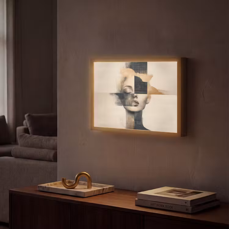 Goud - Vrouw - Rechthoeken Light Box met batterij (Wandlamp) middel -sfeer1