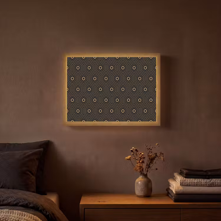 Goud - Illusie - Patroon Light Box met batterij (Wandlamp) middel 907 -sfeer4