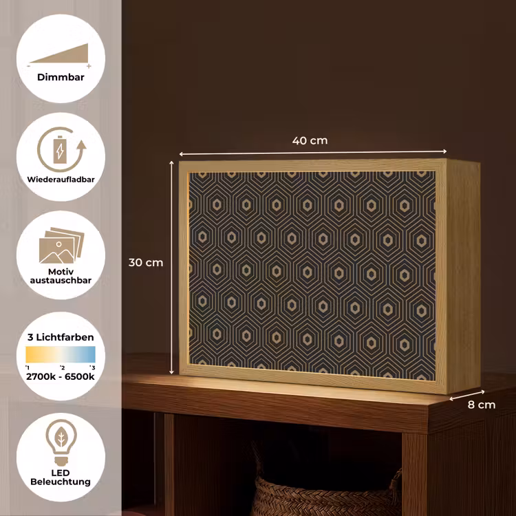 Goud - Illusie - Patroon Light Box met batterij (Wandlamp) middel 907 -USP_websiteoverzichtDE