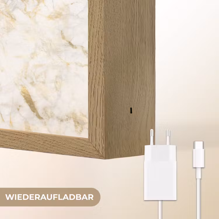 Goud - Licht - Nerf - Marmer Light Box met batterij (Wandlamp) middel 907 -USP_websiteoplaadbaarDE