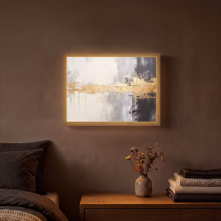 Goud - Luxe - Acryl - Kunst Light Box met batterij (Wandlamp) middel -sfeer4