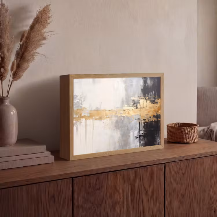 Goud - Luxe - Acryl - Kunst Light Box met batterij (Wandlamp) middel -sfeer2