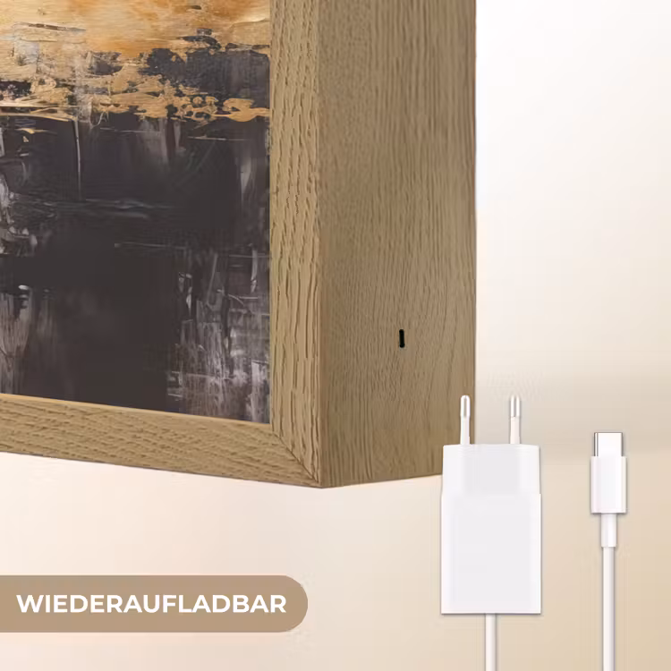 Goud - Luxe - Acryl - Kunst Light Box met batterij (Wandlamp) middel -USP_websiteoplaadbaarDE