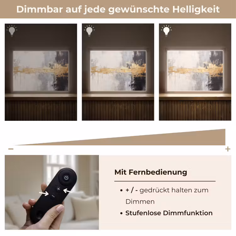 Goud - Luxe - Acryl - Kunst Light Box met batterij (Wandlamp) middel -USP_dimbaarDE