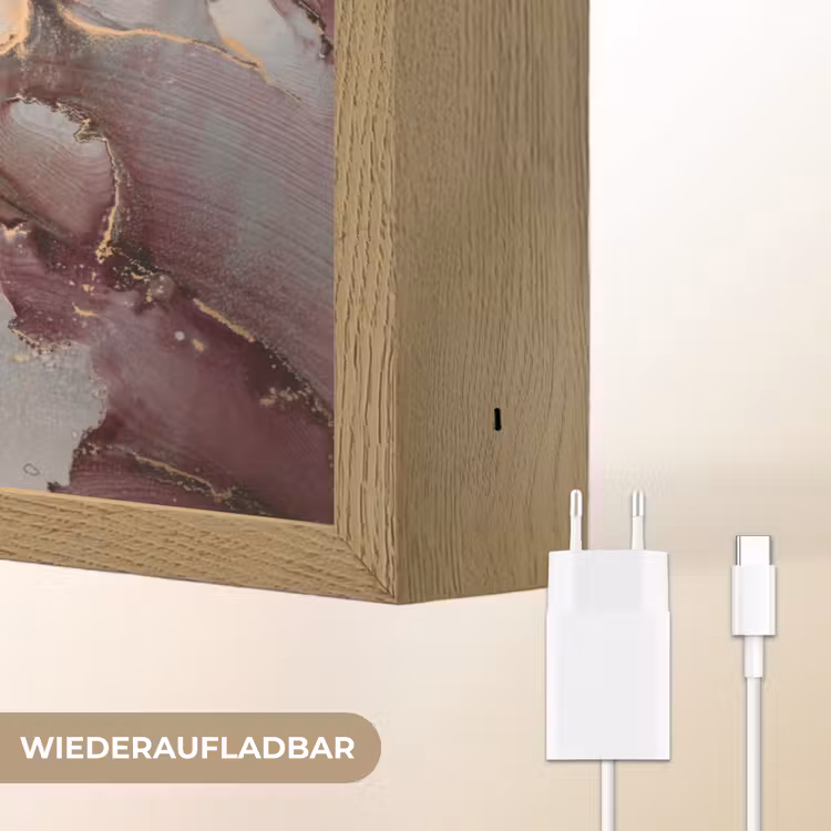 Goud - Marmer - Paars Light Box met batterij (Wandlamp) middel -USP_websiteoplaadbaarDE