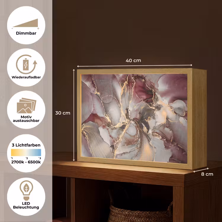 Goud - Marmer - Paars Light Box met batterij (Wandlamp) middel -USP_websiteoverzichtDE