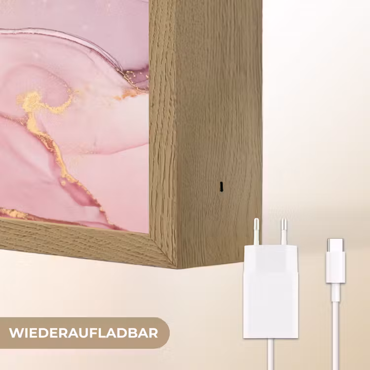 Goud - Marmer - Roze Light Box met batterij (Wandlamp) middel -USP_websiteoplaadbaarDE